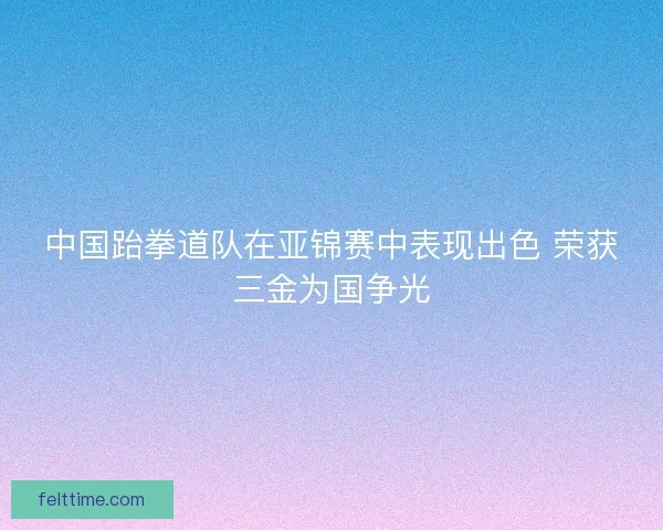 中国跆拳道队在亚锦赛中表现出色 荣获三金为国争光